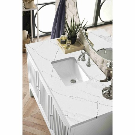 James Martin Vanities Athens 48in Single Vanity, Glossy White w/ 3 CM Ethereal Noctis Top E645-V48-GW-3ENC